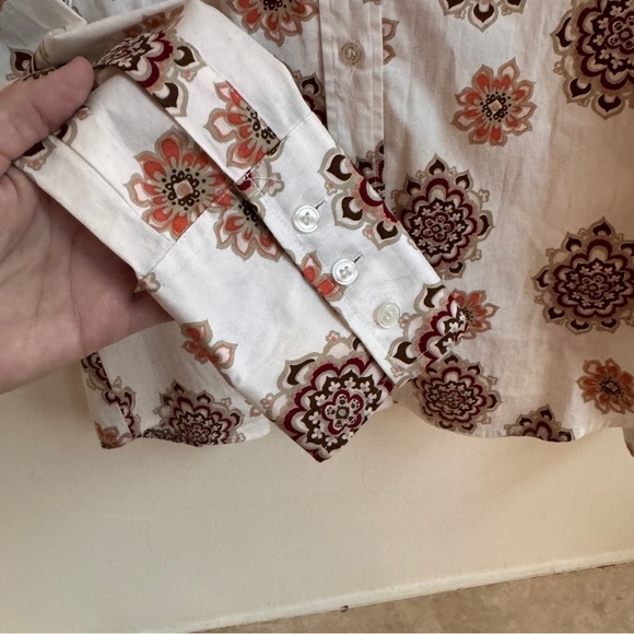 Central Park Floral Print Long Sleeve Collared Button Up Womens Size M - Picture 5 of 11